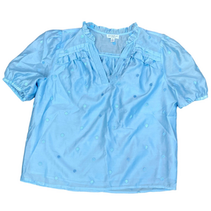 anthropologie Current Air Sky Blue Blouse with Textured Dots